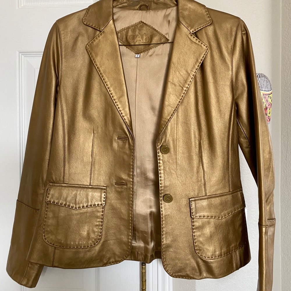 Gold Leather Jacket Vintage cAbi.  size 2.